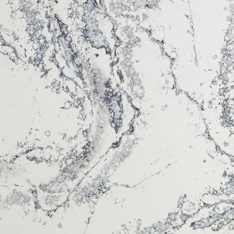 Blat bucătărie quartz Blue Mountain Quartz Coante gri mineral rezistent la pete și zgârieturi.