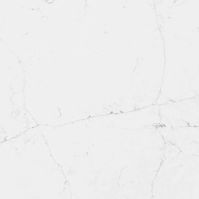 Blat de bucătărie din Calacatta Miranda Quartz Coante cu venaturi gri pe fundal alb